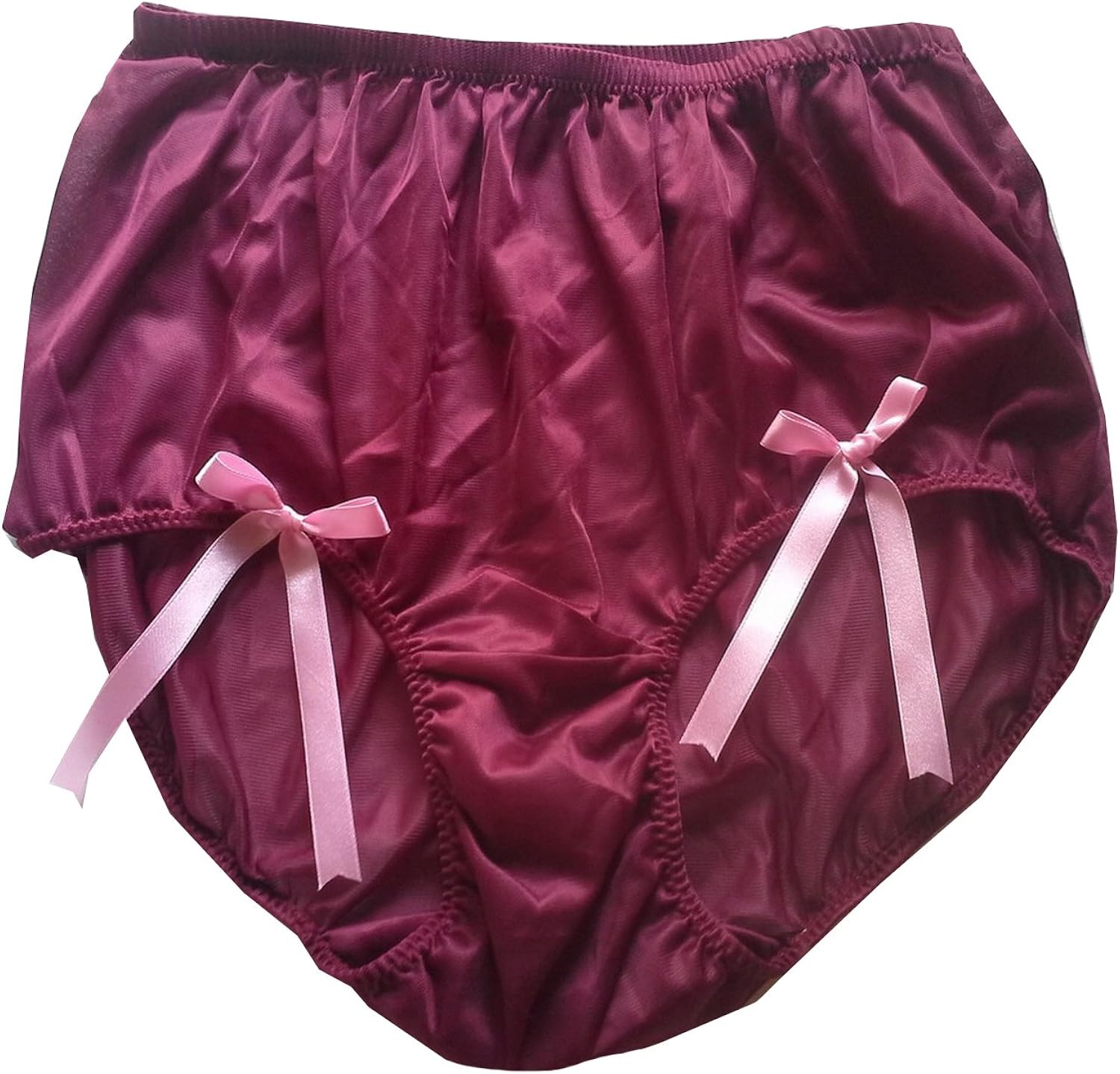 HDBN984 Dark Red Handmade Bow Nylon Panties Women Ladies Underwear