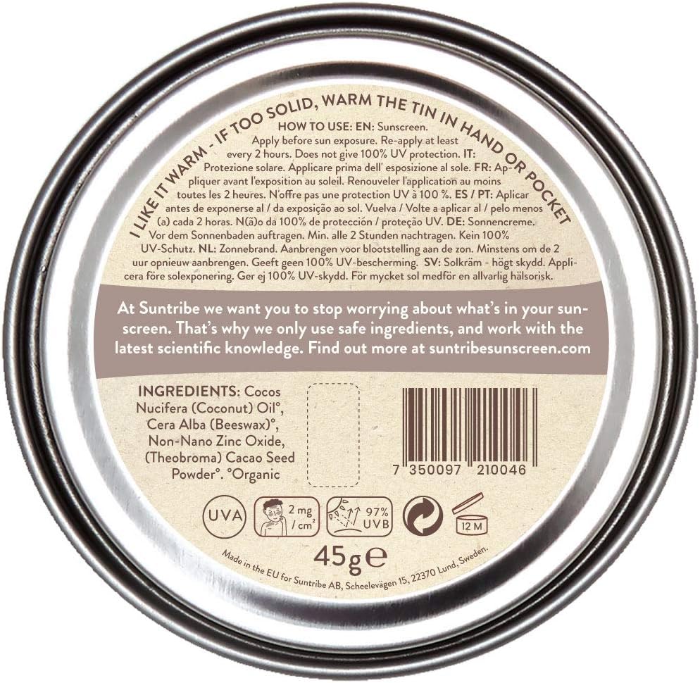 Suntribe Natural Mineral Zinc Sunscreen Face & Sport SPF 30, 45 g, Mud Tint, Organic, 100% Natural, Reef Safe - Image 4