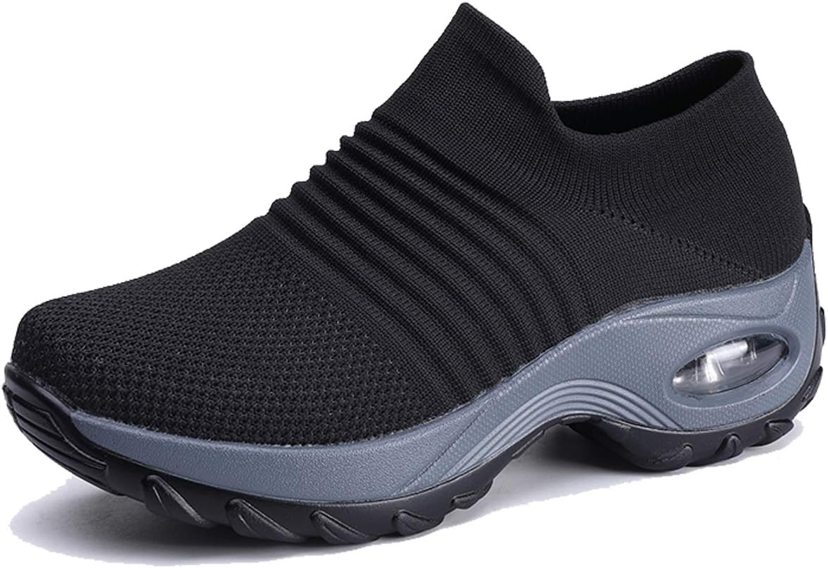 EXEBLUE Women Slip on Walking Shoes Mesh Fashion Platform Sneakers Comfort Wedge Loafers