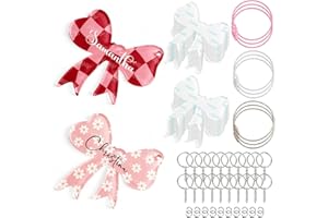 YOPPIX 20 Set Sublimation Bow Blanks, Sublimation Acrylic Bow Blanks Keychain for Heat Transfer Keychain Luggage Tag Baggage Handbag Travel Suitcase Tags, Home Gift Crafts Supplies