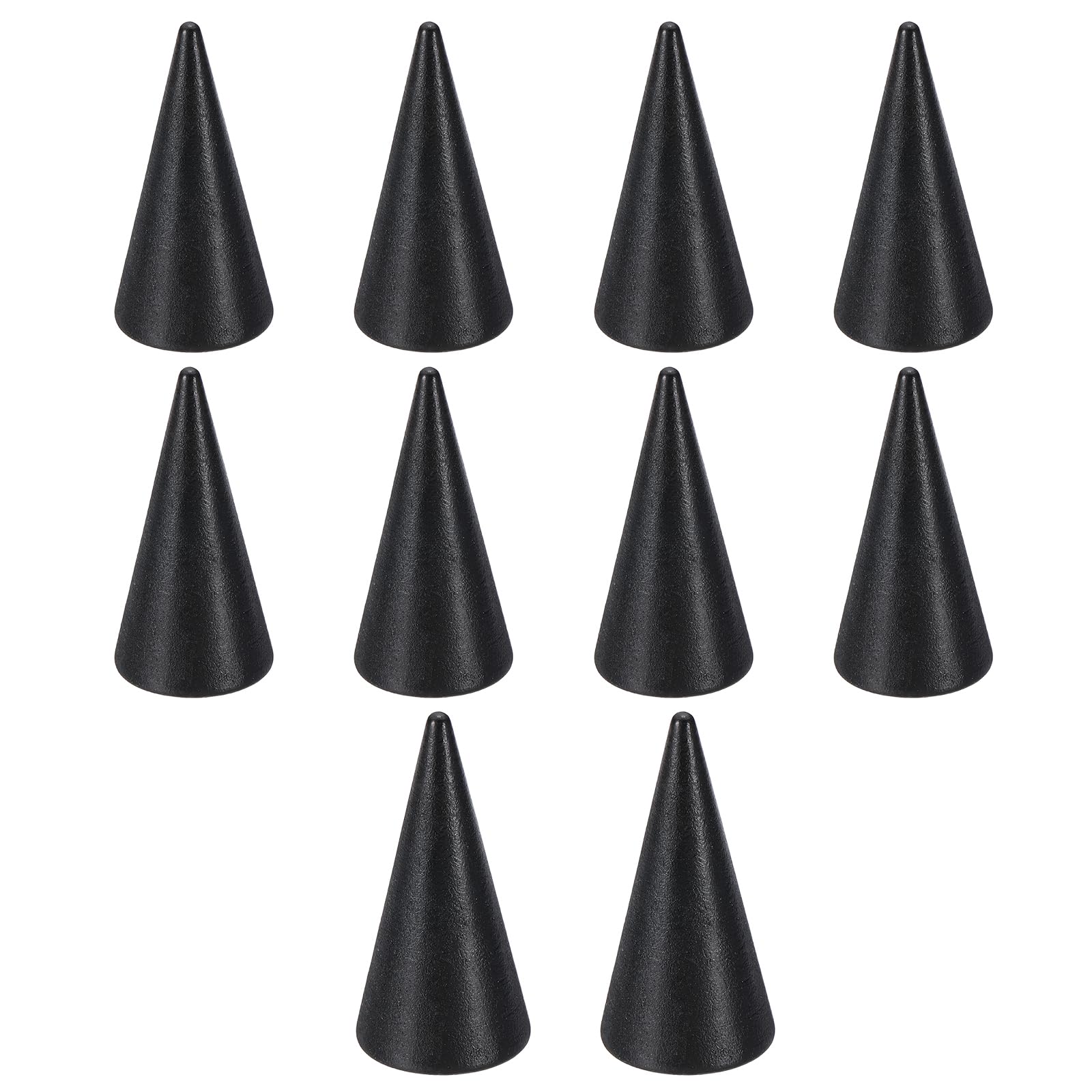 PATIKIL 50x25mm Natural Wood Cone Ring Holder, 10 Pack Finger Jewelry Display Stand Organizer Unpainted Wooden Cones for DIY Craft, Black — image 1