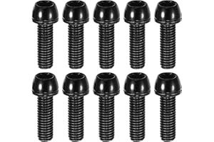 A ABSOPRO Tapered Bolts Screws for MTB Bike Bicycle Stem Durable M6x20mm Socket Head Cap Bolts Screws Nuts Steel Black (Set o