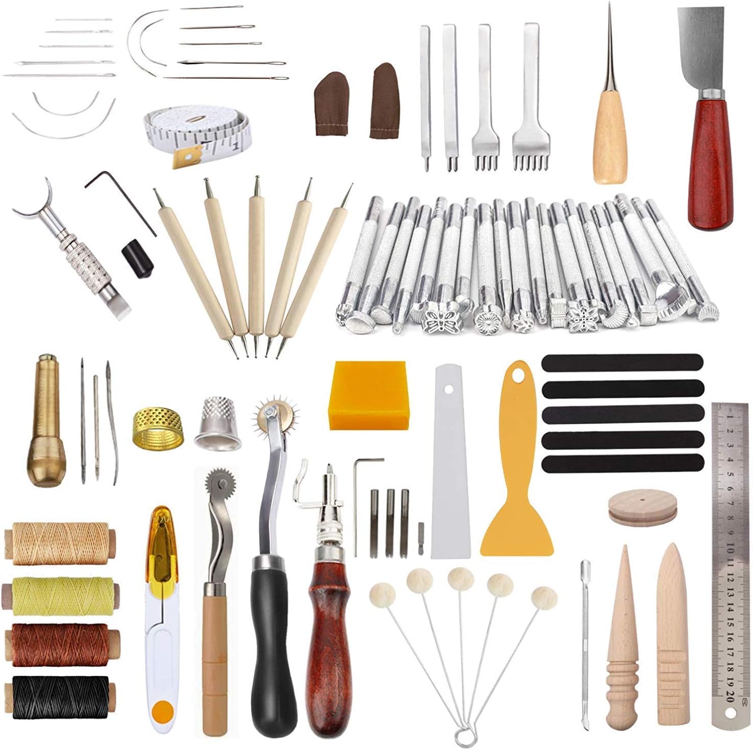 Dorhui Leather Working Tools and Supplies, 87 Pieces Leather Tools Leather Kit with