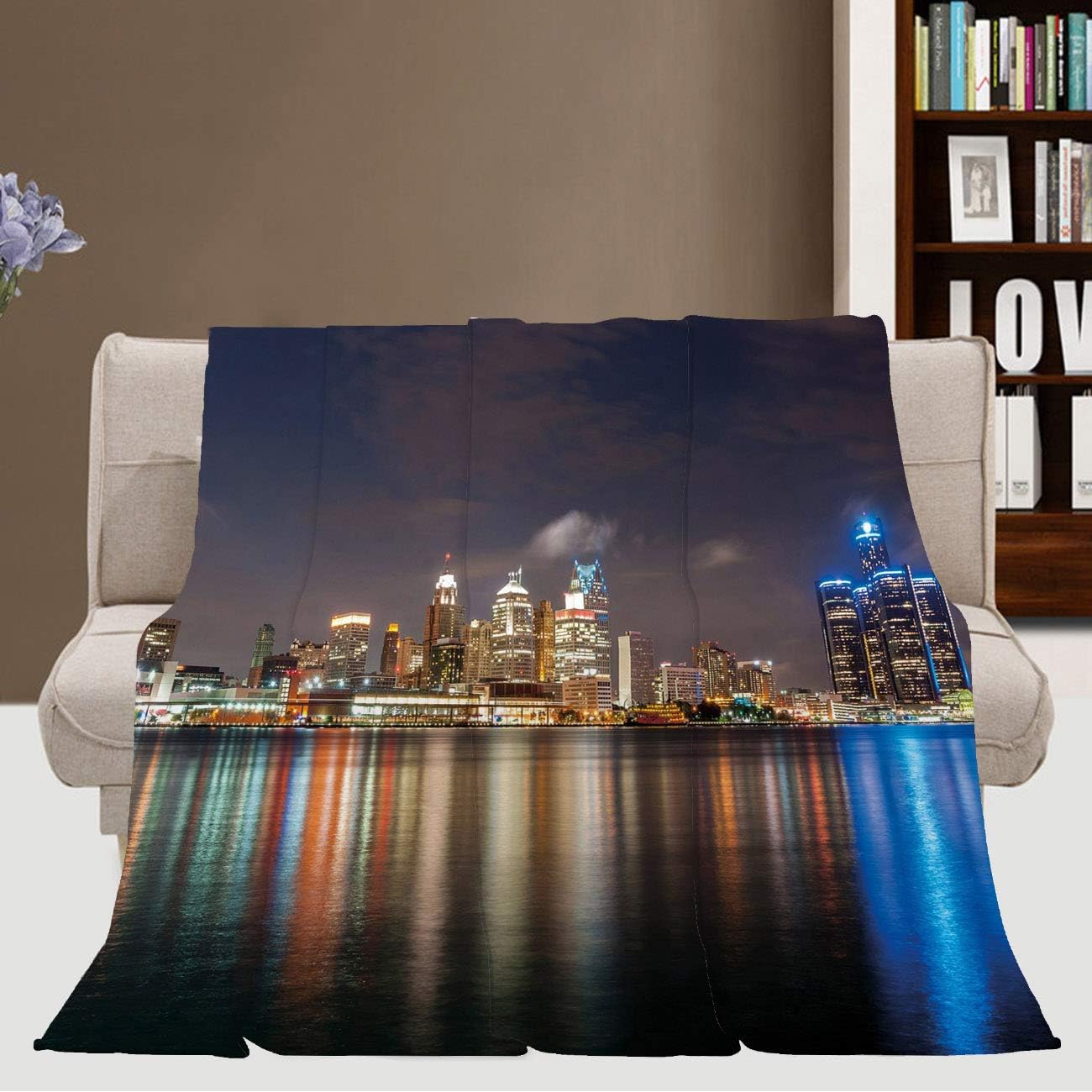 Cityscape Warm Versatile Blanket，Blanket Detroit Modern