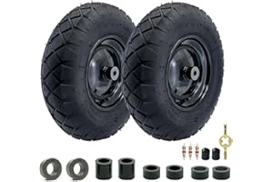 MERRYYARD 2-Pack of 4.80/4.00-8"Wheels,16" Pnuematic Tires,Steel Rim and 5/8"or 3/4" Axle Bore Hole,3-6" Centered Hub for Wheelbarrows,Garden Carts,Dump Cart,Utility Wagon and More，All Purpose Utility Tire