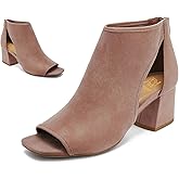 LEHOOR Women Chunky High Heel Booties Suede Open Toe Side Cut-Out Ankle Boots Back Zipper Matte 2” Block Stacked Heel Summer Casual Dress Heeled Ankle Sandal Booties Size 4-13 M US