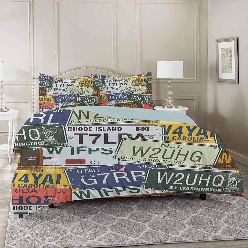 YUAZHOQI Vintage Bedding Duvet Cover 3 Piece Set Queen, Original Retro