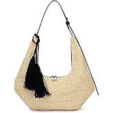 Herald Tassel Straw Hobo Shoulder Bag for Women, Summer Beach Crescent Crossbody Purse Handbag with Adjustable Strap