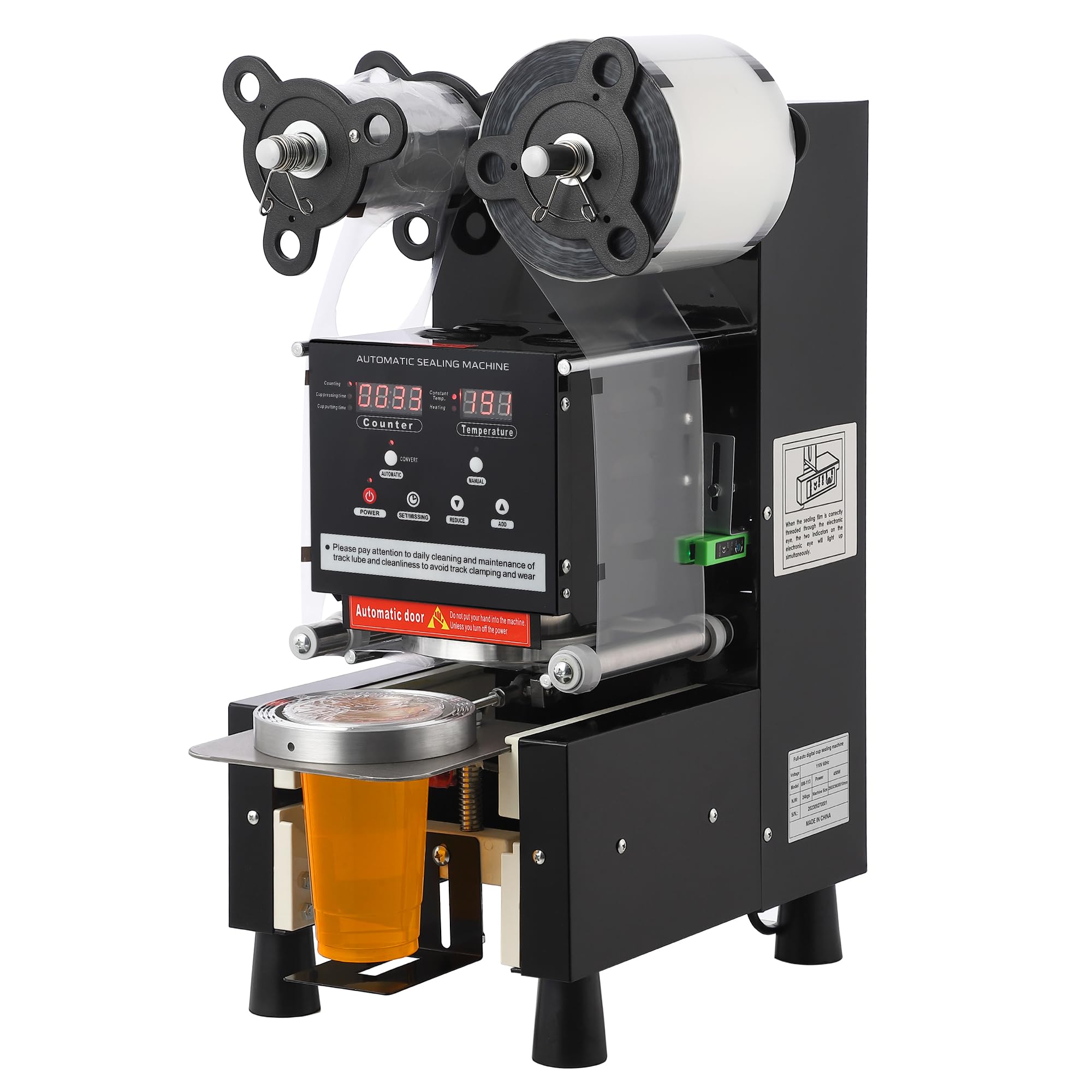 Photo 1 of Automatic Cup Sealing Machine,500-600 Cups/H Boba Cup Sealer Machine?90/95mm Electric Cup Sealing Machine,Digital Control LCD Panel Cup Sealer for Bubble Milk Tea Coffee