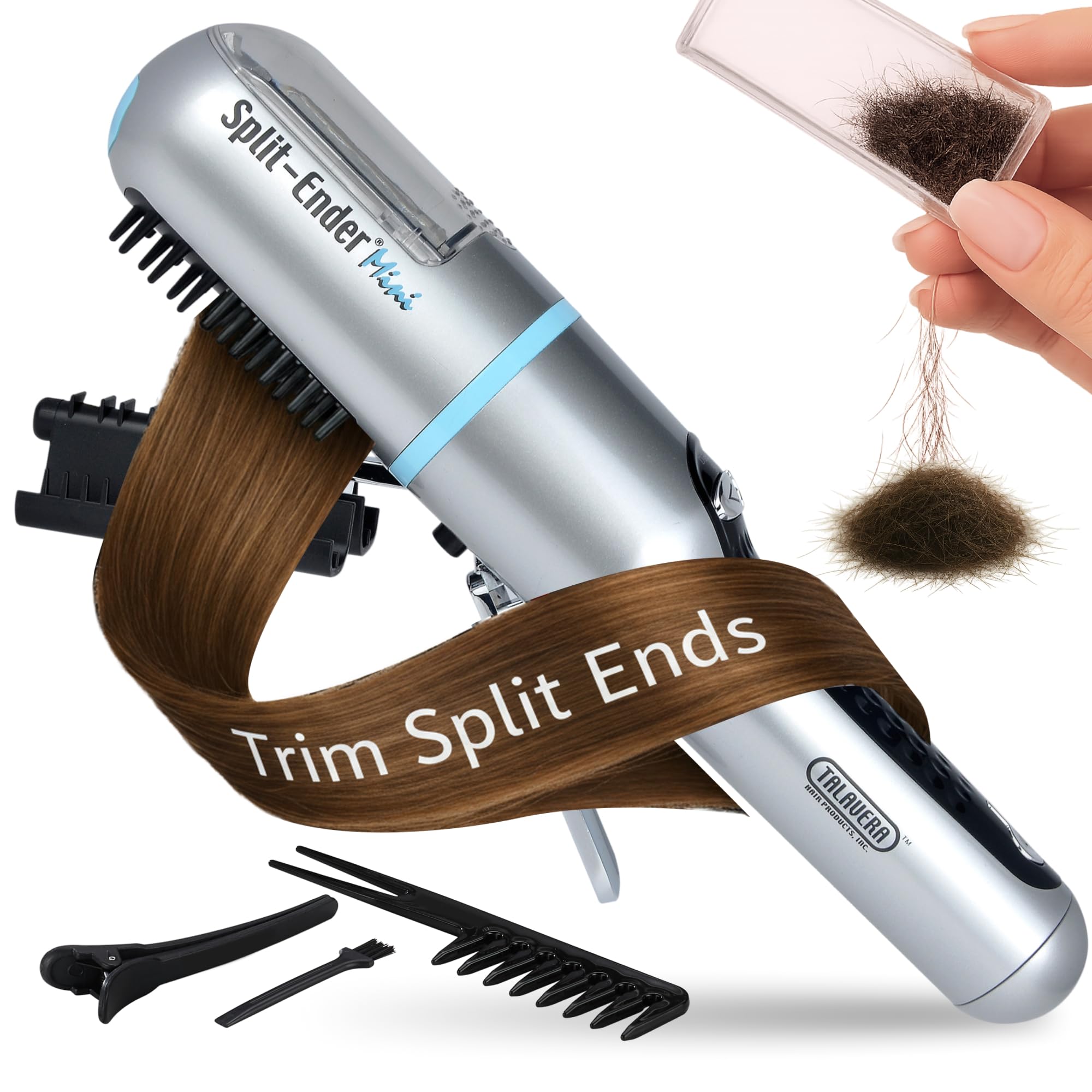 Split Ender Mini Portable Cordless Split End Hair Trimmer for Dry, Damaged and Brittle Split Ends - Blue — image 1