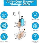 Blue Canyon No-Drill 2 Tier Shower Caddy Stainless Steel White view 4