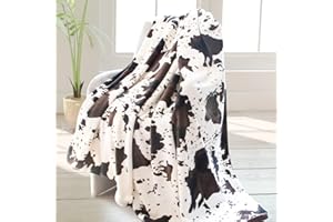 HSEEC Cow Print Blanket Soft Flannel Cozy Cute Fleece Blankets and Throws for Adults Kids Boys Teens Gifts Warm Plush Lightweight Throw All-Season for Couch Sofa Bed 50"x60"