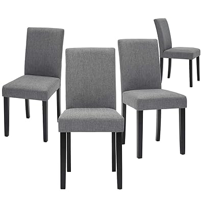 Buy Upholstered Dining Chairs With Solid Wooden Legs Modern Stylish Fabric Padded Parsons Chairs Set Of 4 Gray Online In Indonesia B07x8yftfg