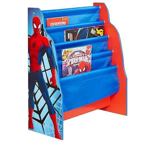 title=Worlds Apart Spiderman: Libreria Verticale a Tasche, MDF/Tessuto, Multicolore,