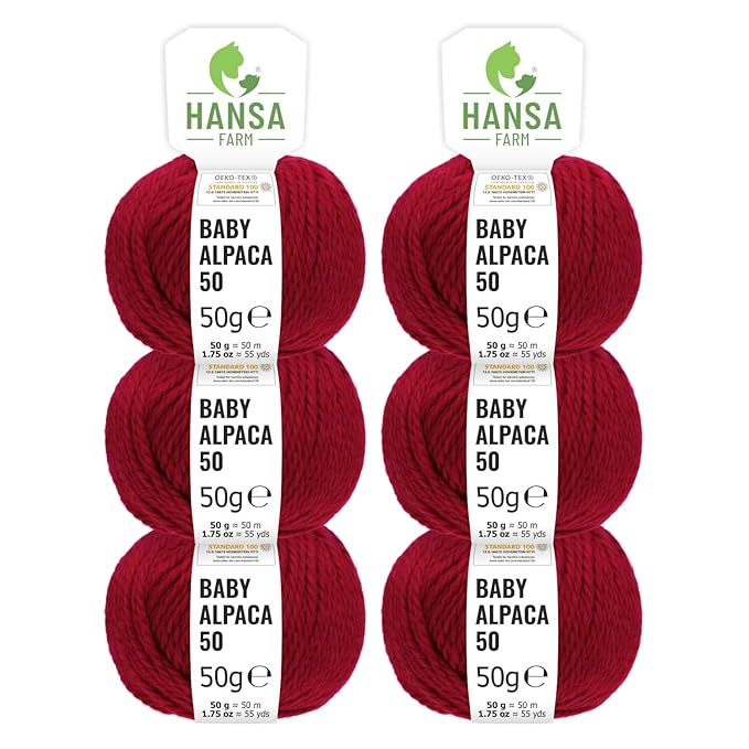 100% Alpakawolle in 50+ Farben (kratzfrei) - 300g Set (6 x 50g) - weiche Baby Alpaka Wolle zum Stricken & Häkeln in 6 Garnstä