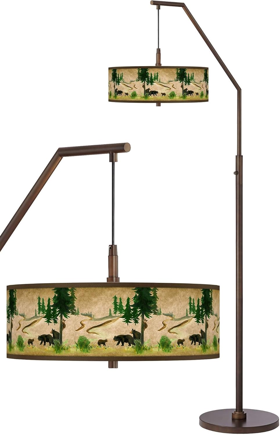 Bear Lodge Bronze Downbridge Arc Floor Lamp Giclee Glow
