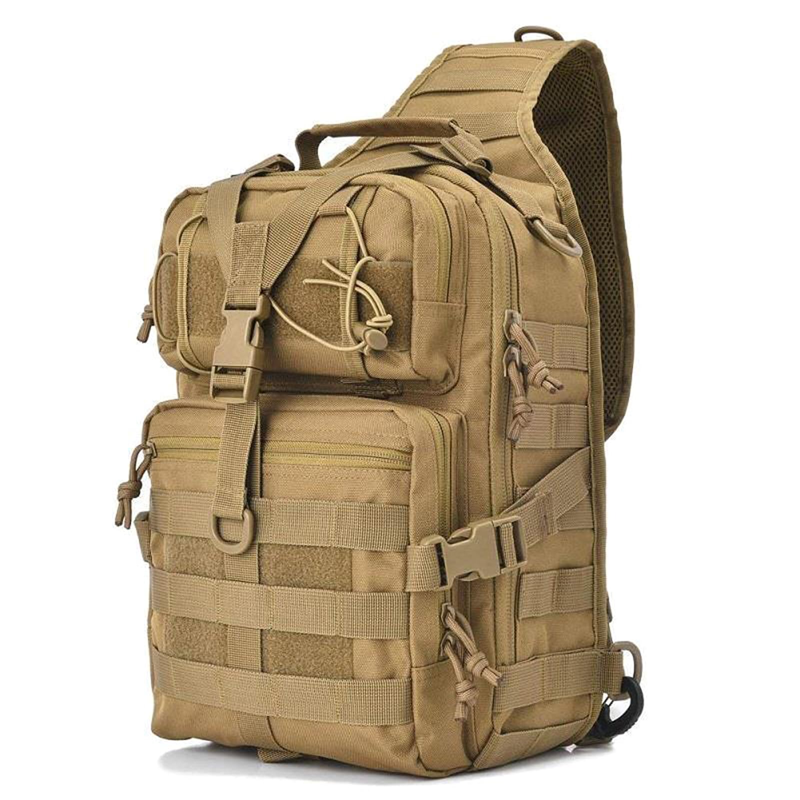 Lixada Military Tactical Backpack, Molle Army Assault Backpack Bag Pack of Honda Tactical Hiking Backpack for Camping Adventure or Travel, Khaki, 25x14x35 cm