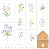 ZGQ 40 Pack Watercolor Blank Cards And Envelopes, 10 Floral Designs, 4 x 6 Inch Blank Greeting Card, Wildflower Blank Note Cards, Bulk Stationery Set for All Occasions