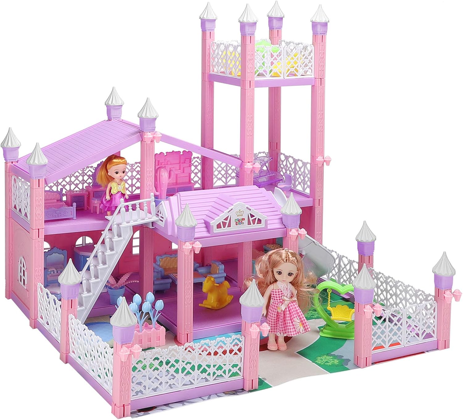 KAINSY Dolls House, Large ThreeStory Princess Castle Playset Large