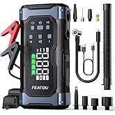 High-Power 9000A Jump Starter with Air Compressor, 12V Car Battery Jump Starter, Portable Jump Box for Car(All Gas/14L Diesel) with Tire Inflator, 30W Fast Charge, Forced Boost, Smart Battery Jumper