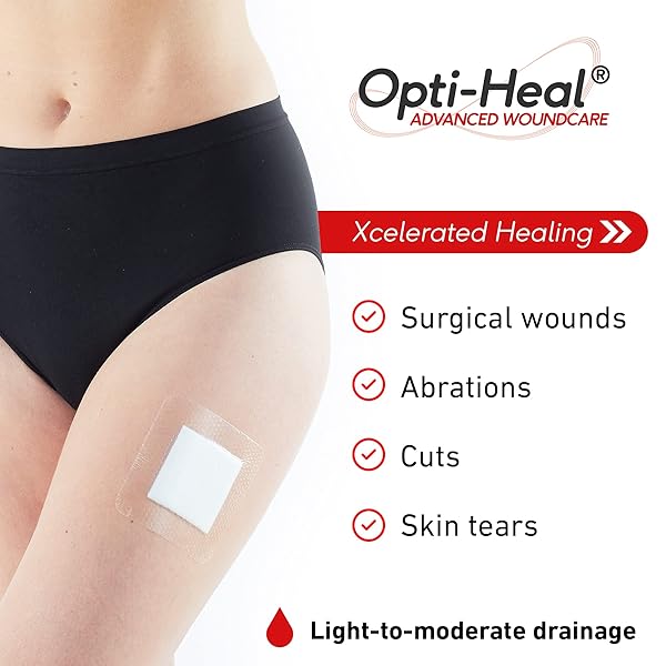 NEO G OPTI-HEAL SILICONE MULTI PURPOSE SURGICAL WOUND DRESSING– STERILE ADHESIVE BANDAGES FOR SURGICAL WOUNDS, CUTS, ABRASIONS – BARRIER ISLAND DRESSING 4X4 – ABSORBENT BREATHABLE WATERPROOF 4 PACK