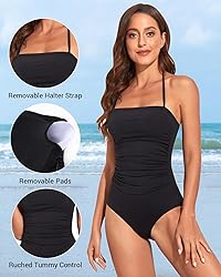 Holipick Women Black One Piece Swimsuits Tummy