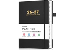 OMEYA Leather Academic Planner 2026-2027: A5 Black Business Weekly & Monthly Planner for Work, July 2026 – June 2027, 100gsm 