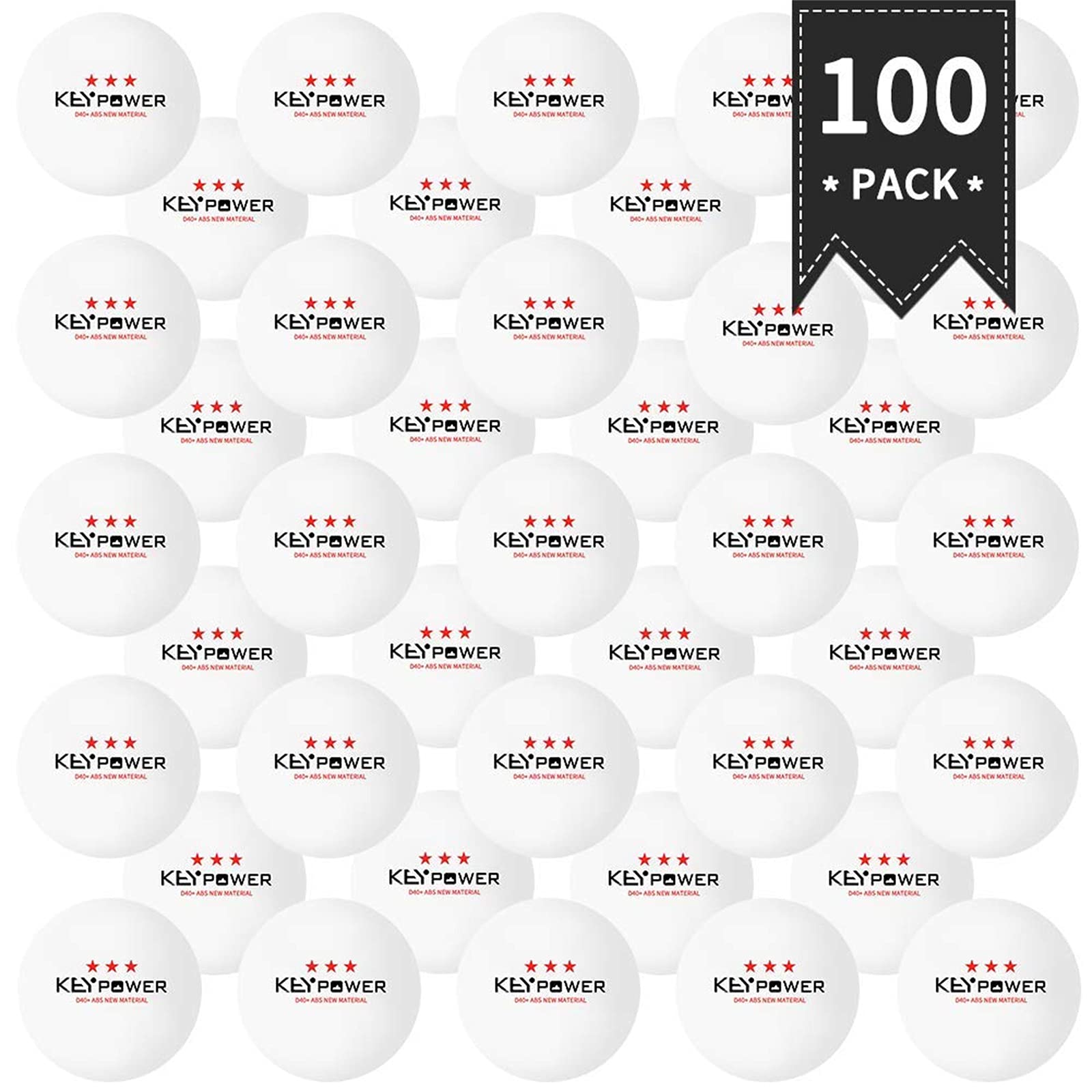 ENG 100Pcs Ping Pong Balls, Table Tennis Balls, Professional K40+ Ping Pong Balls in ABS resin 3 stars for Exercises, Workouts, Table Tennis Club, Amateurs, Games, Adults and Children,White