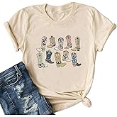 Cowgirl Boots Shirt Women Western Cowboy T-Shirts Long Live Country Music Concert Casual Short Sleeve Tees Tops