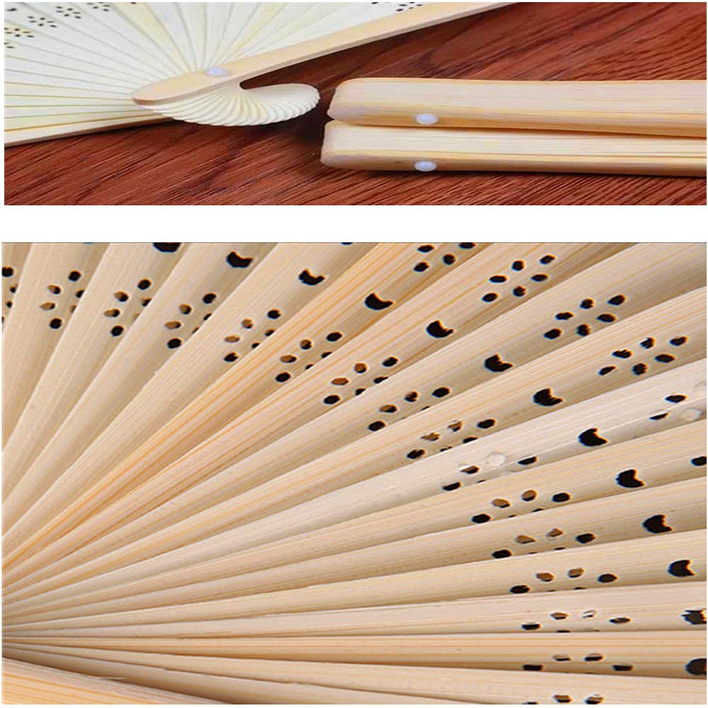 Floral Folding Hand Fan, AukCheire Vintage Handheld Lace Bamboo Silk Fabric Folding Fan with Different Flower Patterns Fabric Folding Fan for Wedding Dancing Party (2)