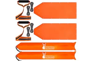 Bailiyake 2 Set Deer Drag Sleds with Heavy Duty Deer Drag Strap and Rope,Deer Cart Game Hauler Thickened Hunting Accessories for Antelope Deer Elk Hauling,Hunting,Fire Wood,Ice Fishing