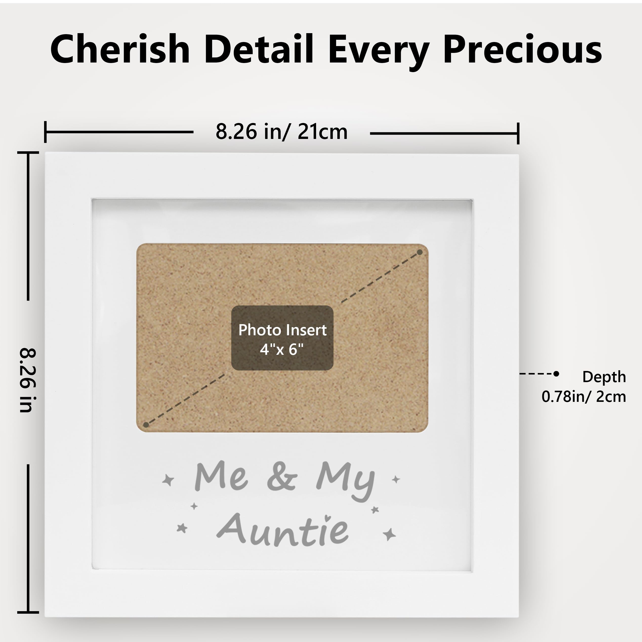 HAMUIERS Me and My Auntie Picture Frame, Aunt Picture Frame Baby Keepsake Photo Frame, New Aunt Gifts, Nursery Décor, White