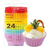 katbite Reusable Silicone Baking Cups 24 Pack - Non-Stick Muffin Cupcake Liners Set, Thick & Heavy Duty Cupcake Molds - Perfe