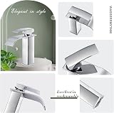 Wasserrhythm Waterfall Basin Tap Chrome Brass Mixer with Pop Up Waste Square UK view 7