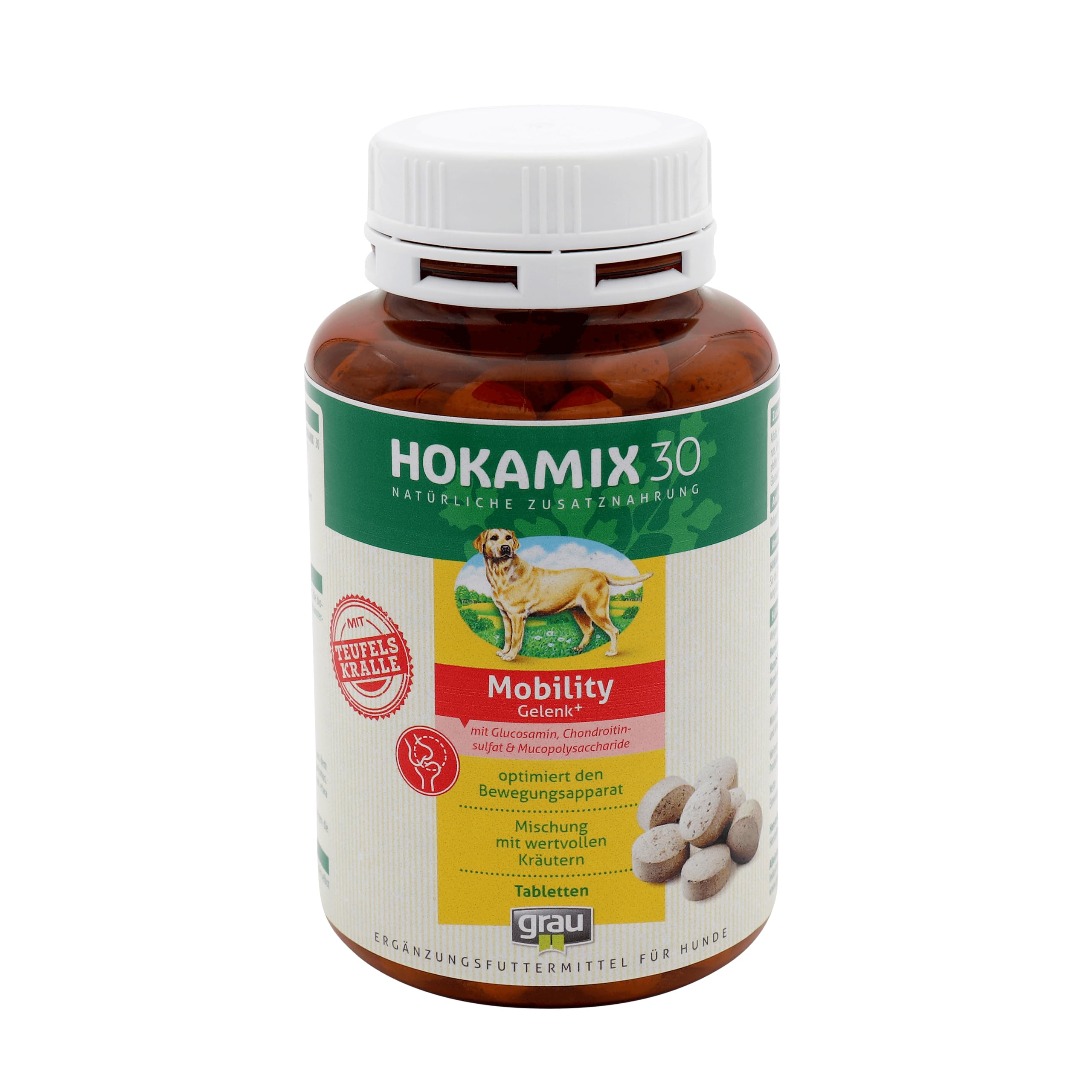 GRAU Original HOKAMIX30 Mobility Joint Tablets, Natural Herb Mix with Green-Lipped Mussel and Devil’s Claw, Pack of 1 (1 x 190 Tablets), Feed Supplement for Dogs