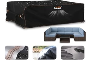RIMWIG Patio Furniture Set Cover, Outdoor Sectional Sofa Couch Set Covers Waterproof, Garden Dining Table Chair Set Cover 120" L x 90" W x 35" H Black