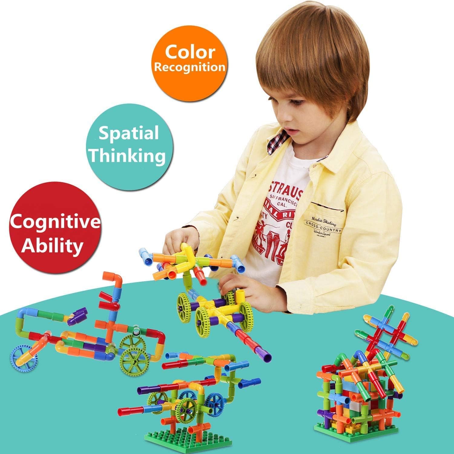 burgkidz 188 Piece Pipe Tube Toy, Sensory Water Tube Locks Construction Building Blocks - Image 5