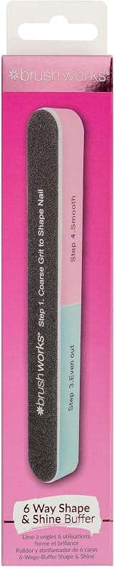 Brushworks 6 Sided Nail File Shape & Shine Buffer Block UK Brand view 1