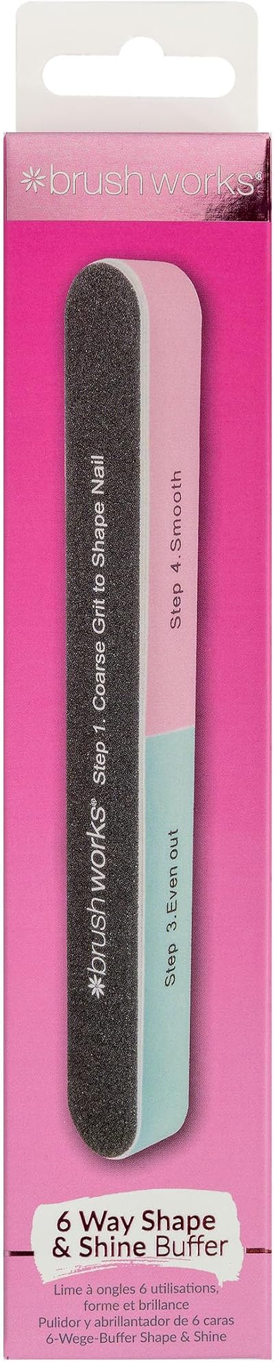 Brushworks 6 Sided Nail File Shape & Shine Buffer Block UK Brand