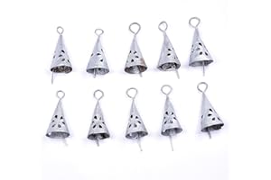 Vivanta 10 Pcs Christmas Bells for Crafts – Silver Small Hanging Metal Tin Bells, Rustic Cone Jingle Bells for Christmas Decorations, Farmhouse Decor, DIY Crafting, Witch Bells, Vintage Boho Ornaments