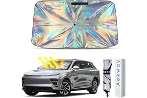 AOKWAY Sun Shade for car Windshield 55x31.5 inch, Foldable Car Front Window Sunshade with 360°Rotation Handle, Auto Sunshade Block UV Rays & Sun Heat Insulation for Most Family Cars
