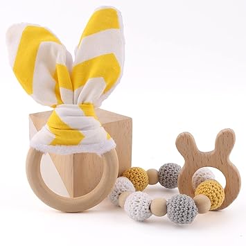 baby tete Zahnen Ringe Häschen Ohr 1set / 2pc Sensorische Baby Gym Spielzeug Kann Chew Zahnen Schmuck Montessori Spielzeug Hö
