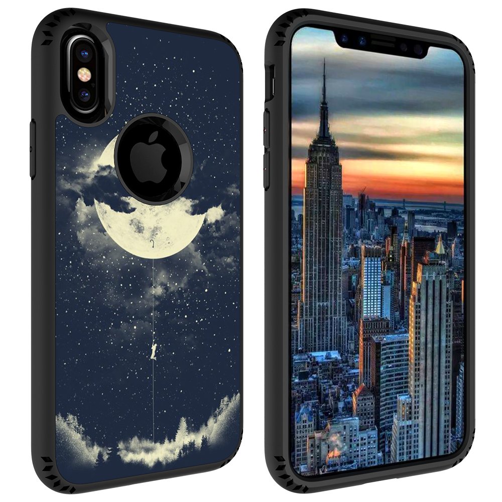 iPhone X Case, MagicSky Shockproof Slim Corner Protection with Resilient Shock Absorption Rubber Protective Case Cover for Apple iPhoneX - Night Sky