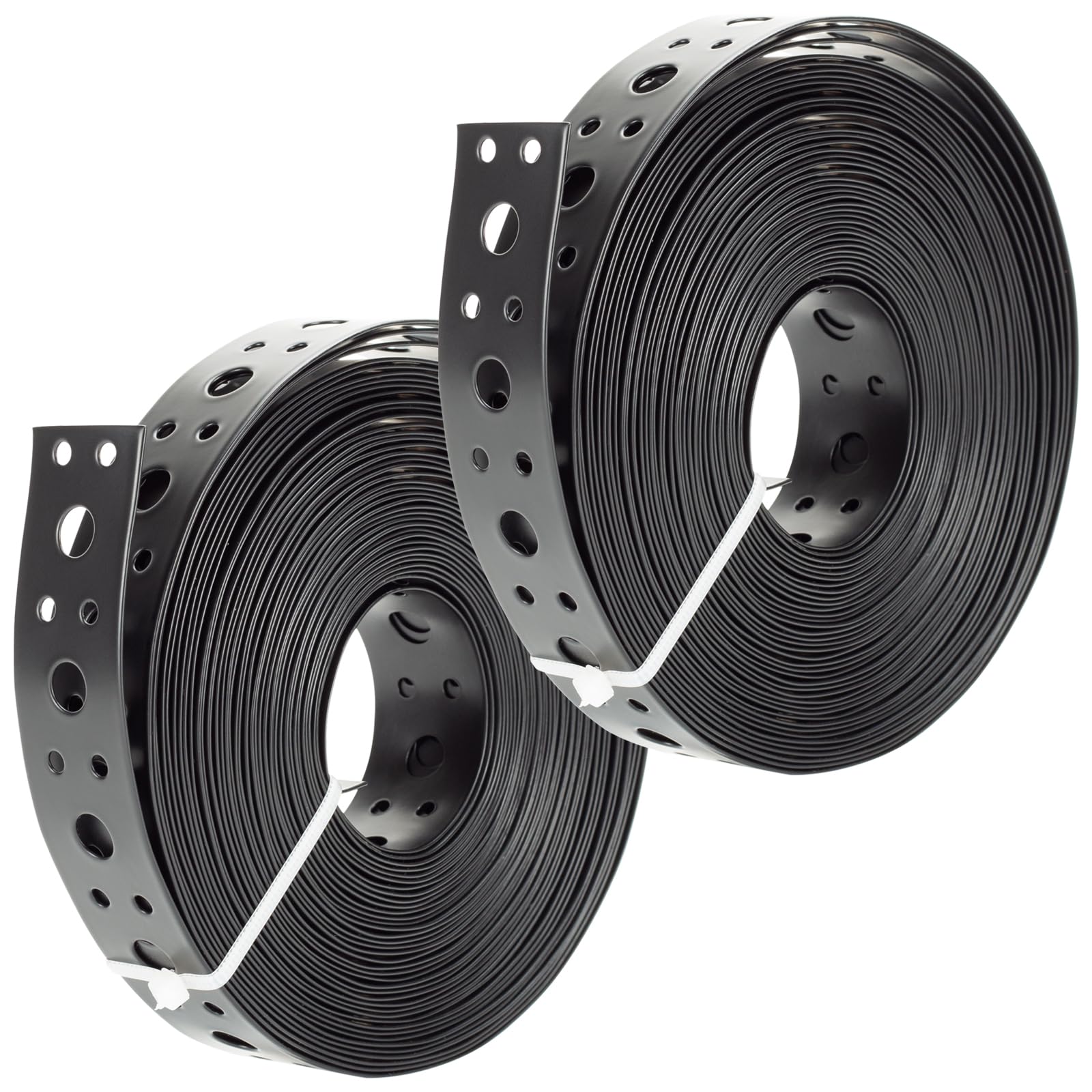 Photo 1 of 2Pack Metal Strap 1-Inch x 33FT 0.6mm Thickness for Pipe Support Pipe Hanger Strap Metal Strapping with Holes Black