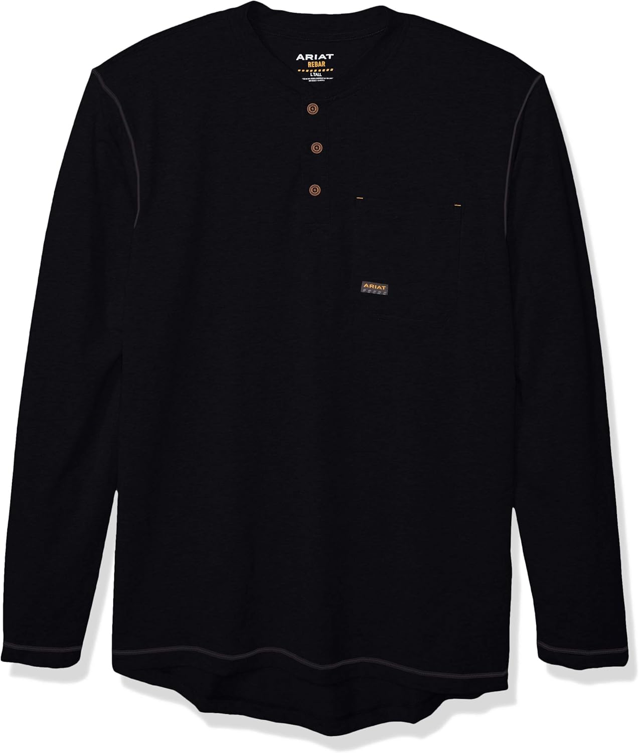 ARIAT Men's Rebar Pocket Long Sleeve Henley Shirt at  Men’s Clothing store