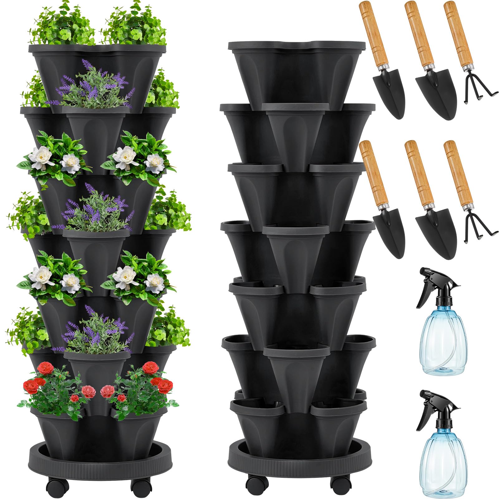 Umigy 2 Set of 7 Tier Vertical Planter Stackable Tower Planters