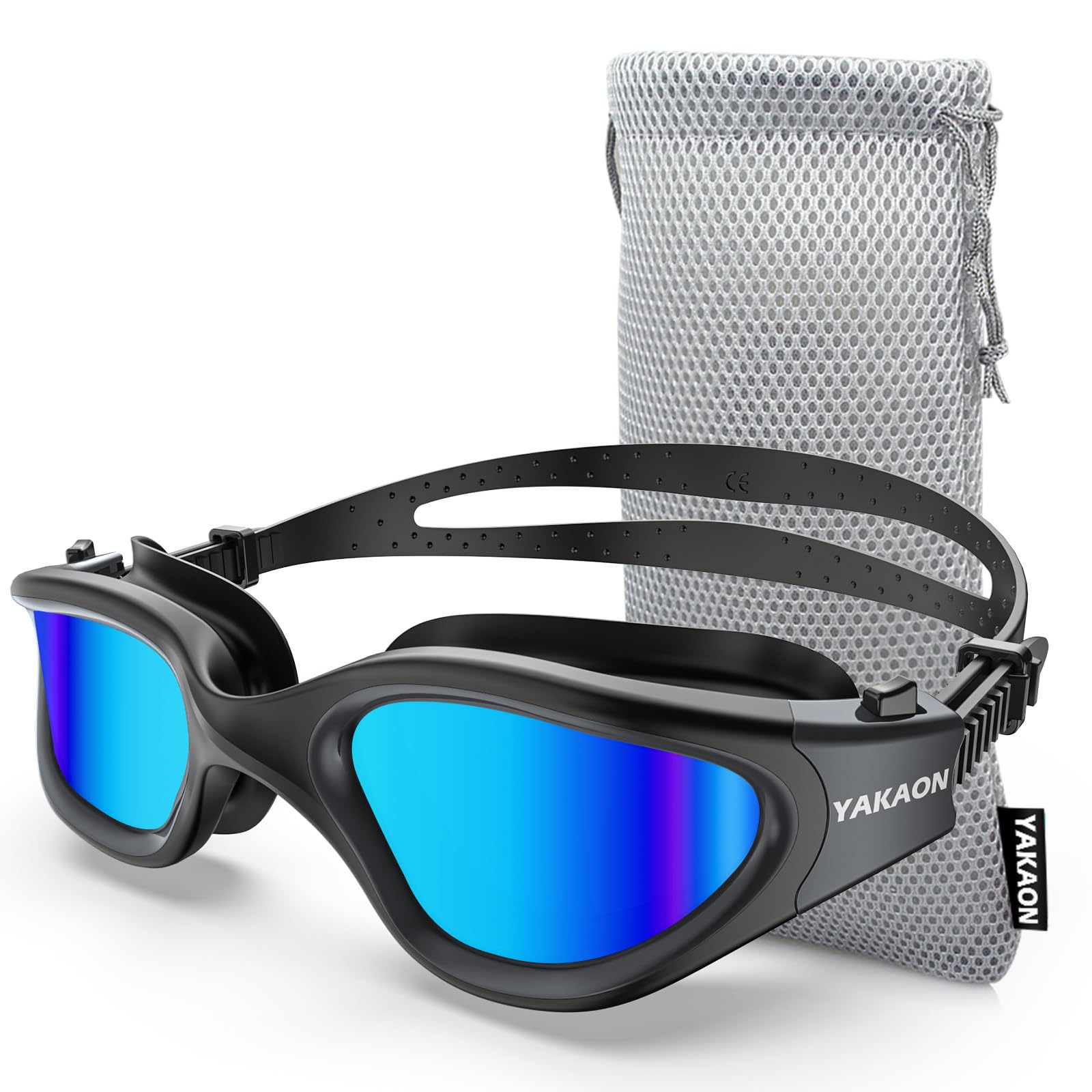 YAKAON G1 Polarized Swimming Goggles, Wide View Swim Goggles Anti-Fog for Men Women Adult