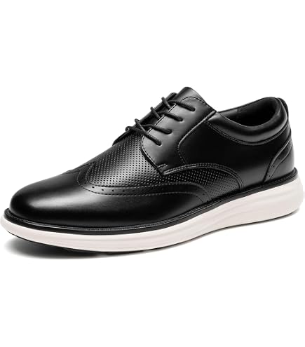 Bruno Marc Men's MaxFlex Dress Sneakers Oxfords,All Black,8 | 5mm Mesh EVA Insole with Arch Support, Shock-Absorbent MD Midsole, Non-Slip Rubber Outsole for Formal & Casual Wear
