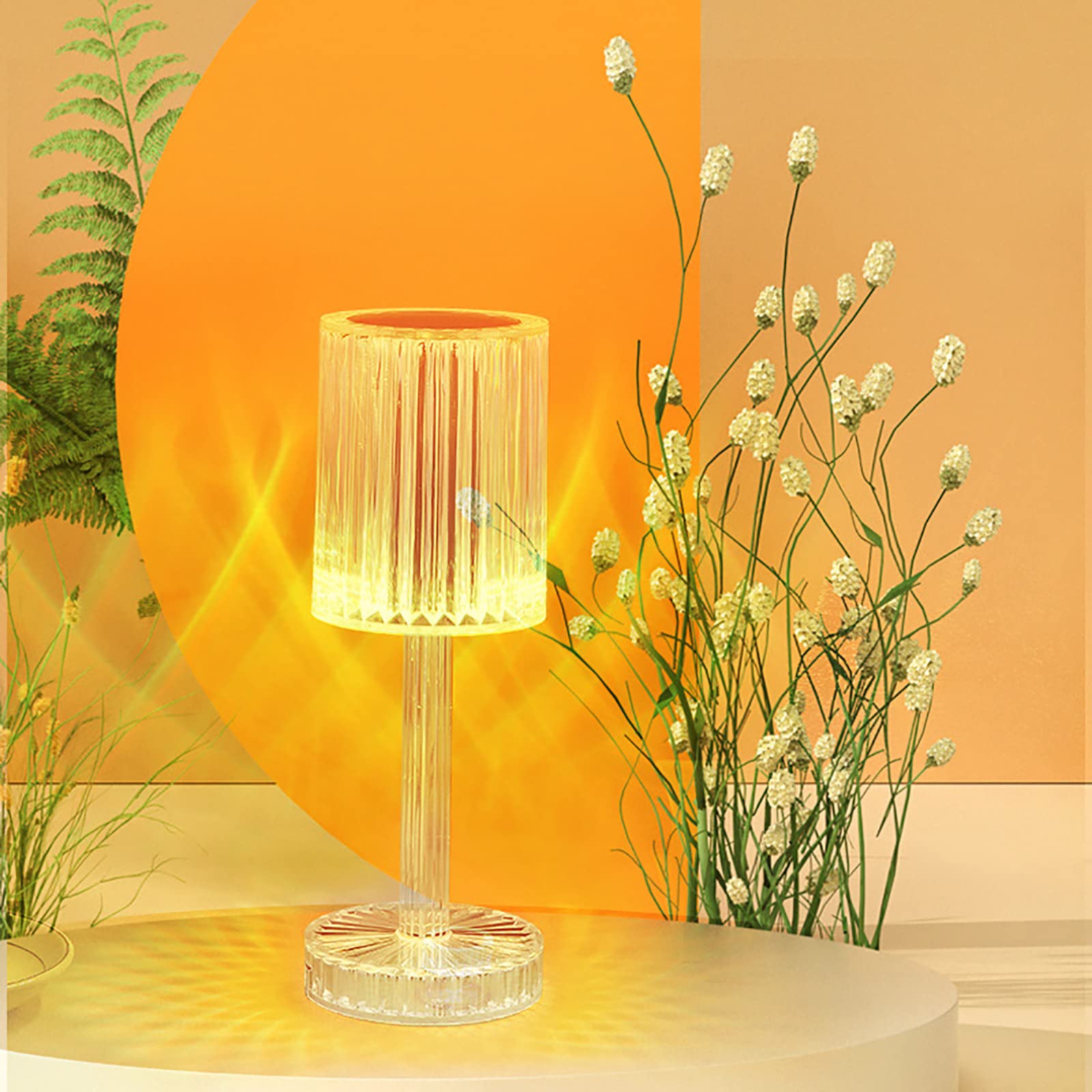 ZVO Crystal Diamond Table Lamp, Touch Control Table Lamp with Type-C USB Charging, 3 Lighting Colors Brightness Adjustable Bedside LED Light, Nightstand lamp for Bedroom Living Room Christmas Decor