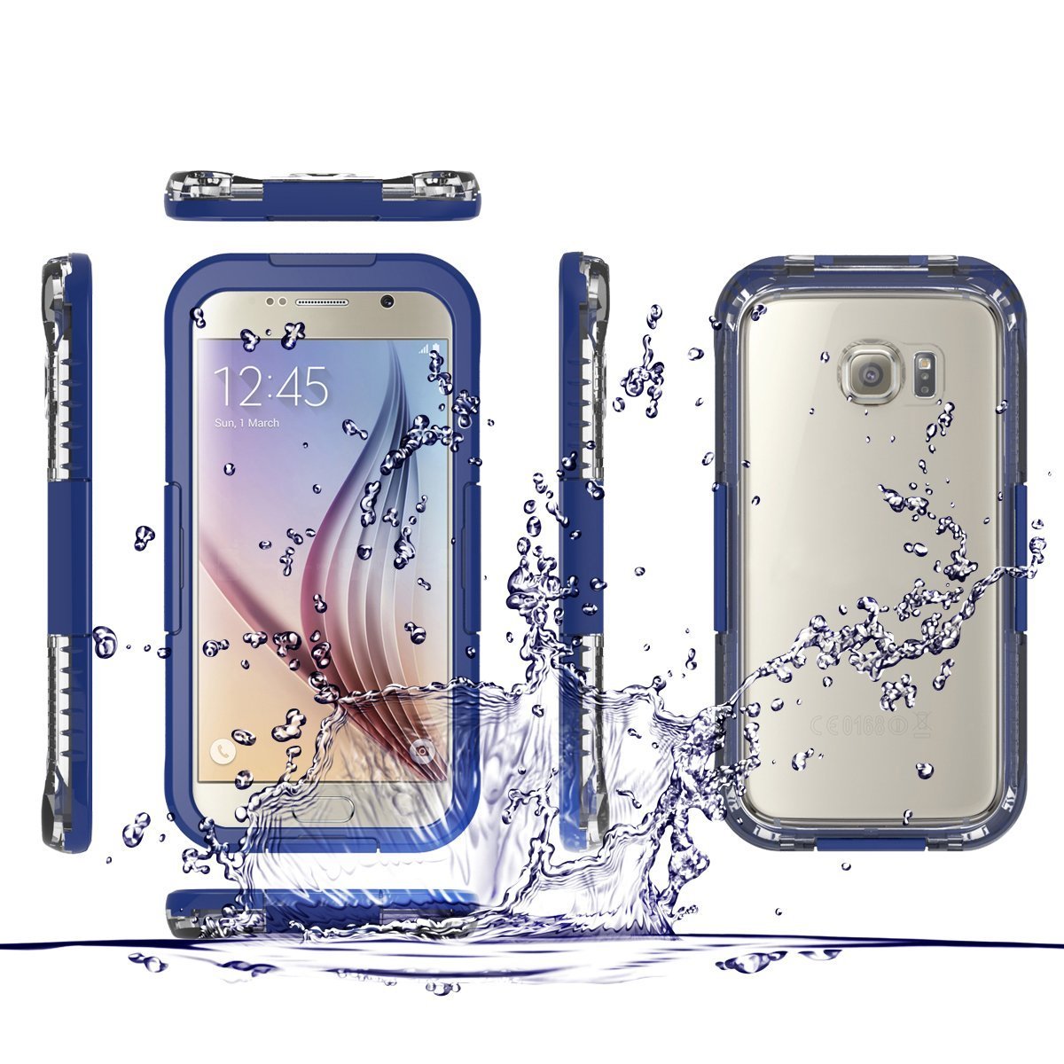 FAVOLCANO Samsung Galaxy S6 Edge Waterproof Case, Premium Waterproof Shockproof Dirt Snow Proof Durable Water Resistant Full-Body Case Cover for Samsung Galaxy S6 VI Edge (Dark Blue)
